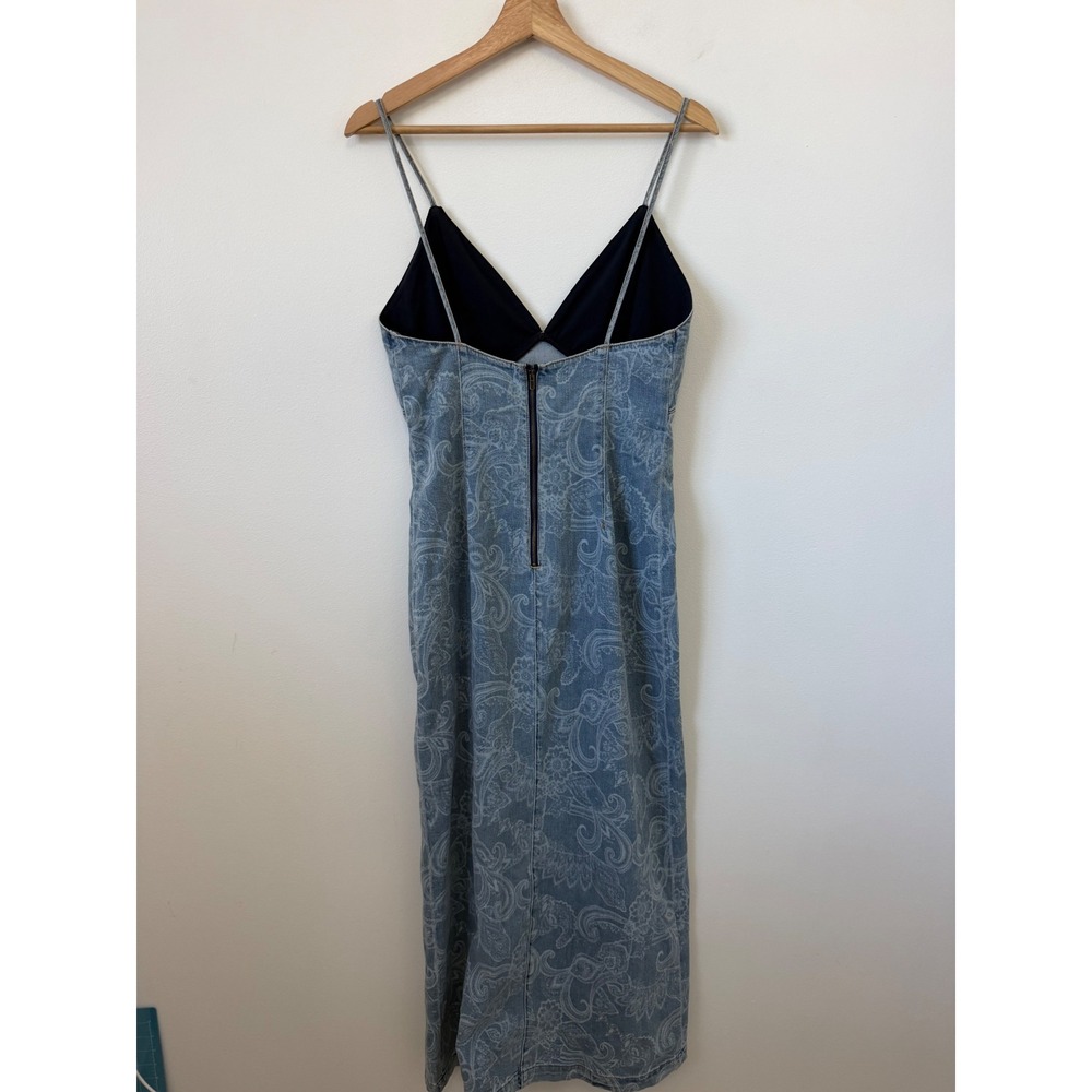 Women's Alice + Olivia Juliette Denim Slip Dress – Laser Paisley – Size 6 – NWT - Picture 3 of 5